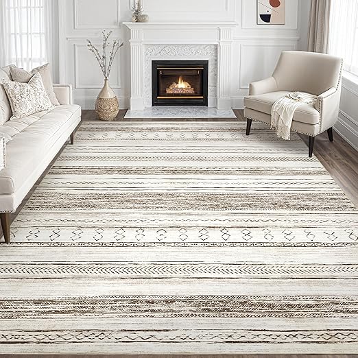 Tortania Area Rug Living Room Rugs - 6x9 Washable Large Soft Neutral Boho Moroccan Bohemian Farmhouse Rug Indoor Floor Carpet for Bedroom Under Dining Table Home Office Decor - Grey