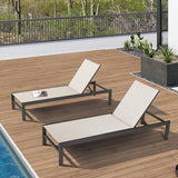 Outdoor Lounge Chair, Aluminum Chaise Chair, Adjustable Lounger Recliner
