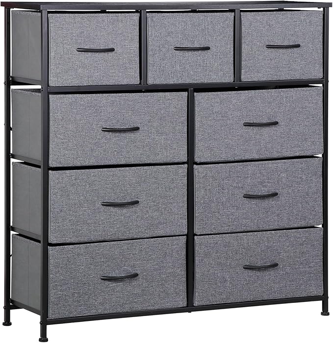 9 Drawers Dresser, Fabric Storage Tower