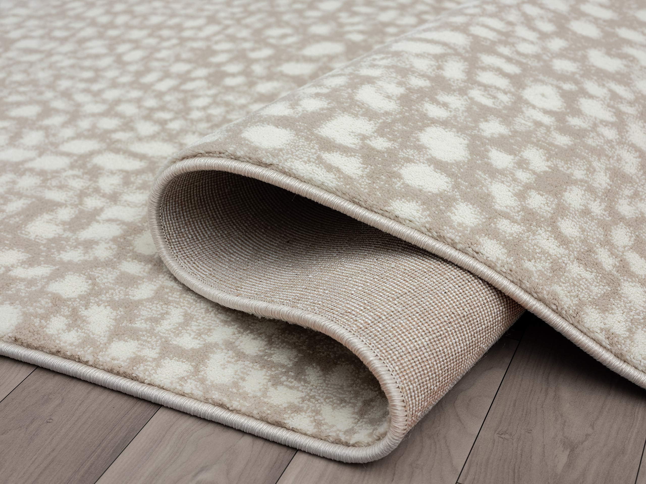 Abani Beige Cheetah Print 5'3" x 7'6" Area Rug Rugs, Arto Collection - Contemporary Durable Accent Rug