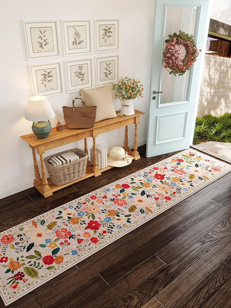 Living Room Rug 6x9 Rug Machine Washable Boho Area Rug Non Slip Floral Vintage