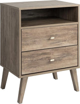 Milo 2-drawer Tall Nightstand with Open Shelf, Cherry