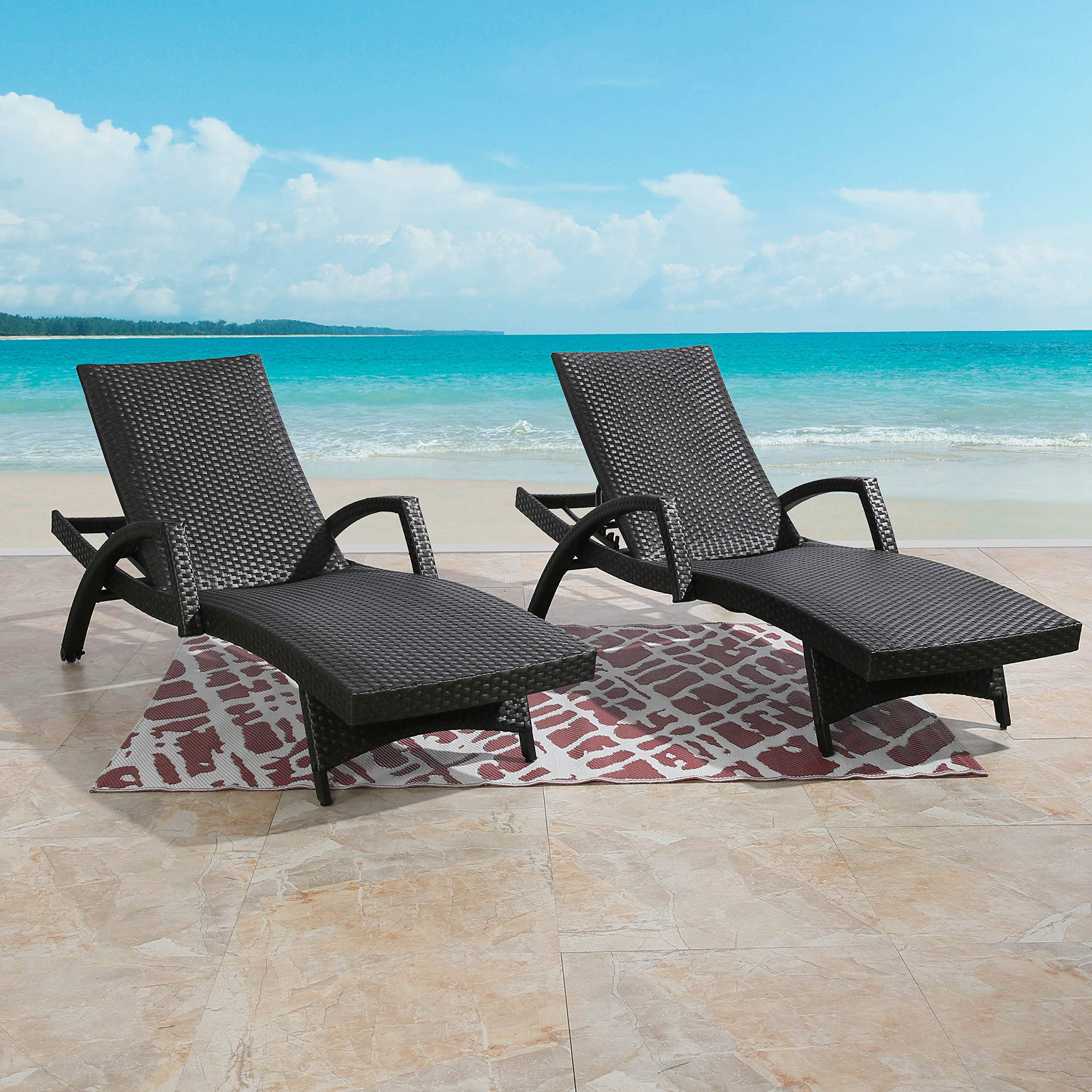 Lounge Chairs for Outside, Woven Padded Non-Rust Aluminum Chaise