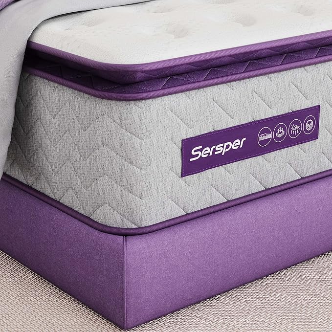 12 Inch Memory Foam Hybrid Pillow Top Queen Mattress - 5-Zone Pocket Innersprings Motion Isolation