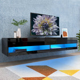 71in Floating TV Stand, High Gloss Entertainment Center for TVs Up to 80 inch