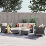 Outdoor Wicker Rattan Sofa Couch with Chairs and Ottomans