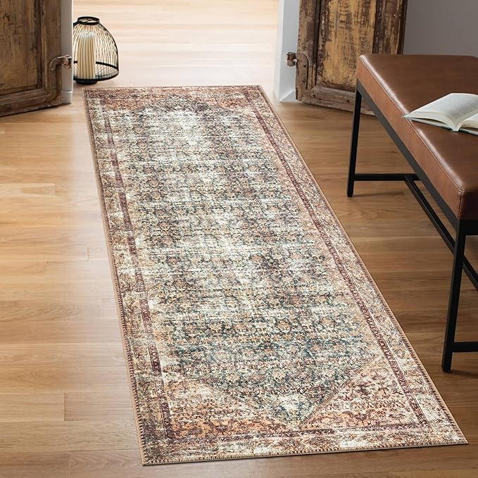 Machine Washable Area Rugs with Non-Slip Backing, Ideal for Hallway, Living Room