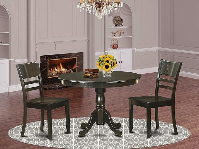 HLLY5-CAP-W 5 Piece Dining Set Includes a Round Dining Table with Pedestal and 4 Kitchen Chairs,