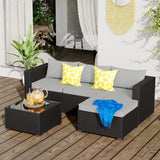 Patio Furniture Set,5 Piece Outdoor Patio Conversation Set All Weather Patio Sofa