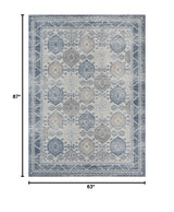 Well Woven Omaha Abigail Blue Vintage Global Panel Cream 5'3" x 7'3" Area Rug