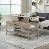 Summit Station Lift-top Coffee Table, L: 43.31" x W: 19.29" x H: 18.98", Laurel Oak