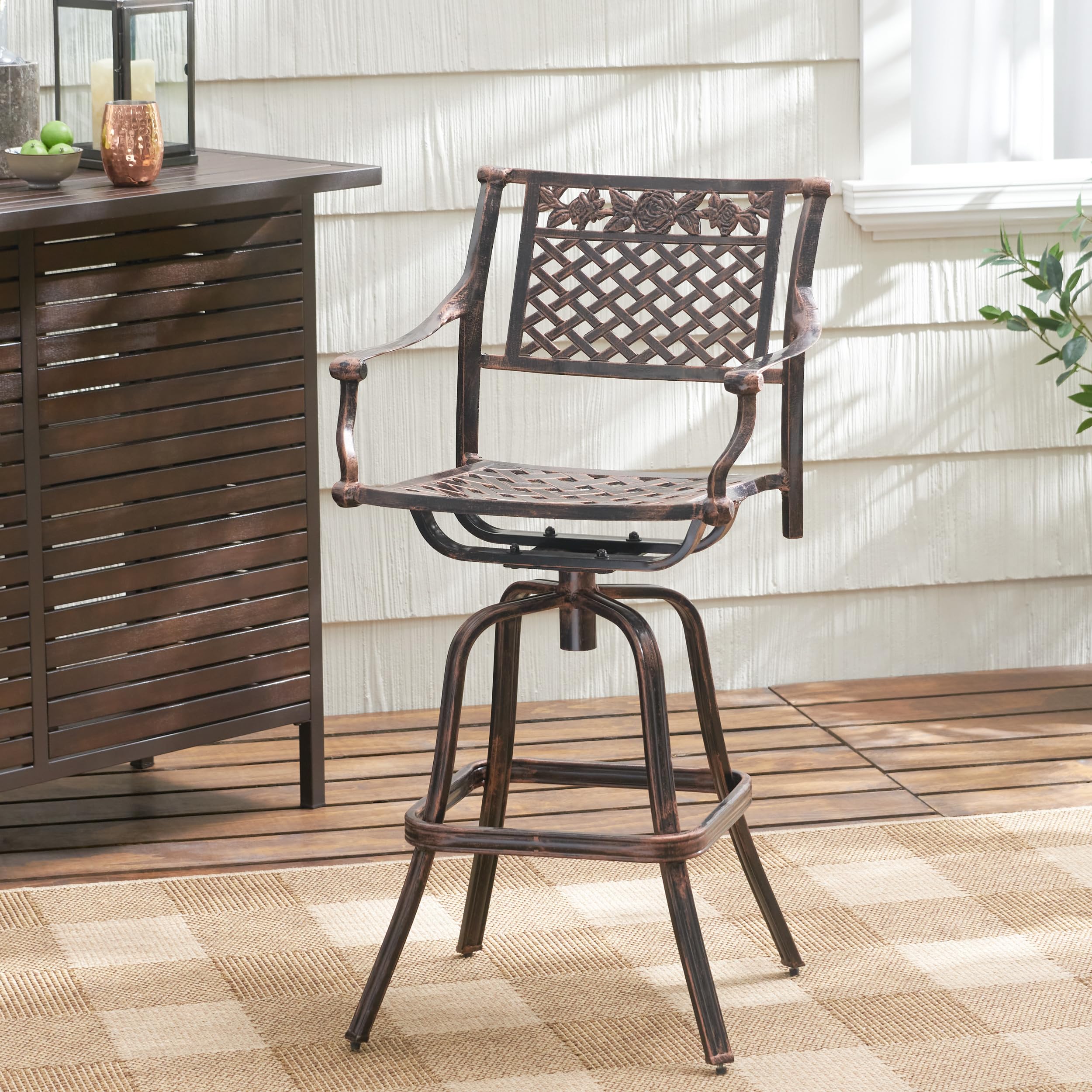 Elegant Outdoor Bar Stool for Cozy Gatherings, Durable Cast Aluminum Design