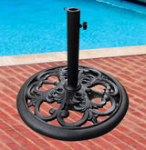 30 Pound Black Powder Coated Cast Iron Umbrella Stand