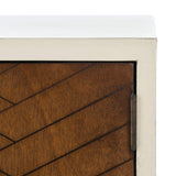 SAFAVIEH Home Collection Ajana Distressed White and Honey Brown 2-Door 1-Shelf Media 50-inch Flatscreen TV Stand