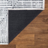 Caria Washable Non-Slip 5x7 Rug - Ivory/Black Striped Area Rug for Living Room,