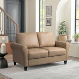 Solutions Watford Loveseat with Rolled Arms, Light Brown