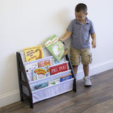 Kids Ladder Frame Bookshelf, 4 Tier Book Organizer, Espresso/White