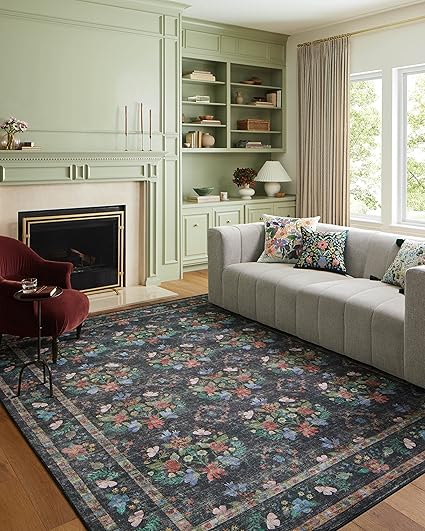 Rifle Paper Co. x Loloi Courtyard Collection COU-04 Navy 5'-0" x 7'-6" Area