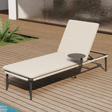 Beige Aluminum Chaise Lounge, Adjustable Patio Lounge Chair