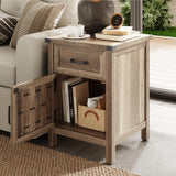 Farmhouse End Table, Side Table with Drawer and Storage Cabinet, Sofa Table