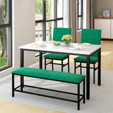 4-Piece Faux Marble Dining Table Set with Upholstered Bench and Chairs