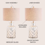 YL1075A-SET2 Set of 2 Table Lamps Alvord 24.5" LED Glass Table Lamp Contemporary