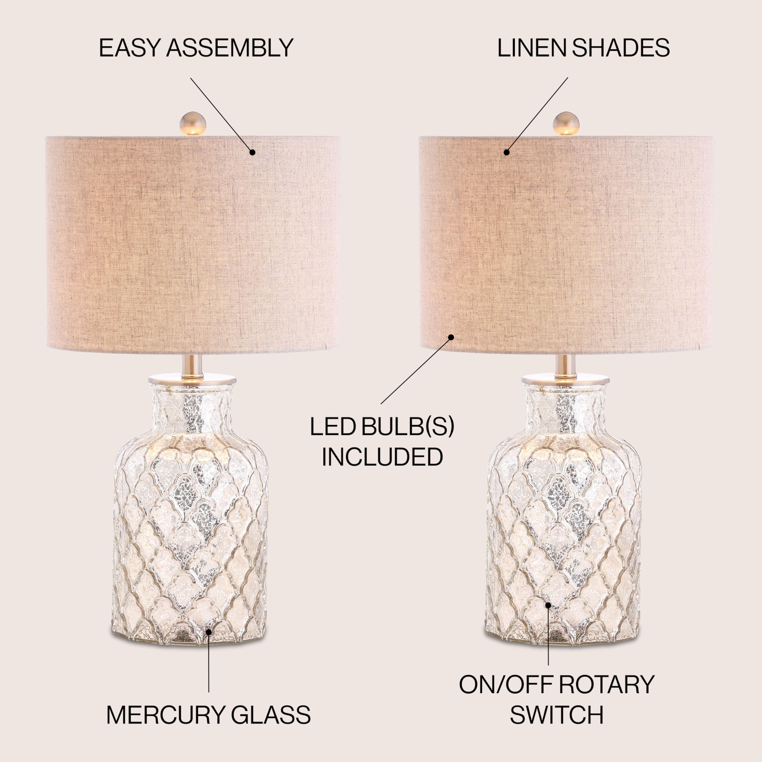 YL1075A-SET2 Set of 2 Table Lamps Alvord 24.5" LED Glass Table Lamp Contemporary