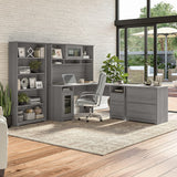 Cabot L Shaped Computer Desk in Modern Gray | Corner Table