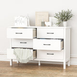 White Dresser for Bedroom, 6 Drawer Dresser Wood with Black Metal Handles