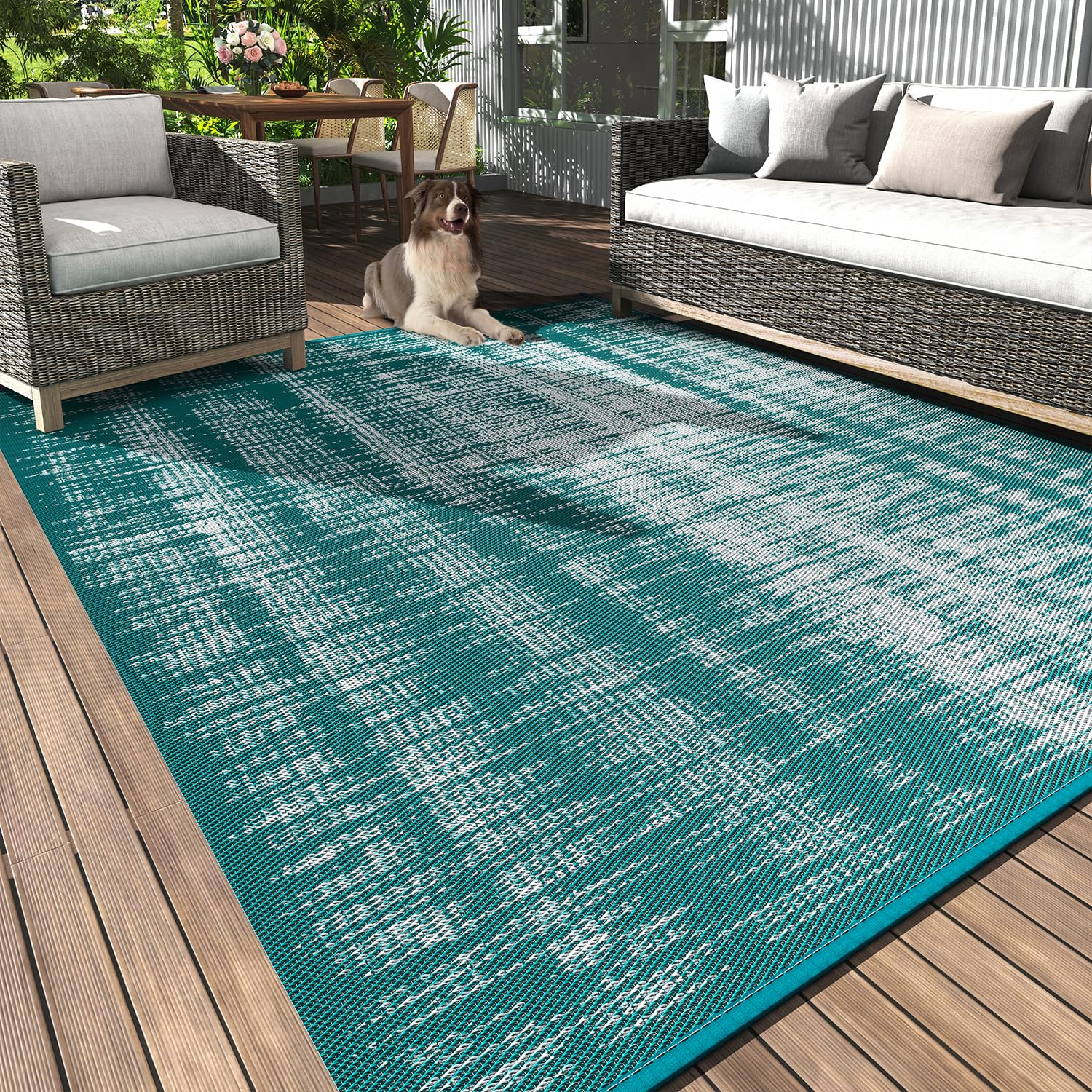 Outdoor Rug Waterproof 8x10 ft Outdoor Carpet Patio Rug Mat Reversible RV Camping