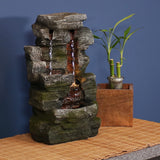 Towering Cave 14-Inch Indoor Tabletop Water Fountain - LED Light - Electric Submersible Pump with Adjustable Flow
