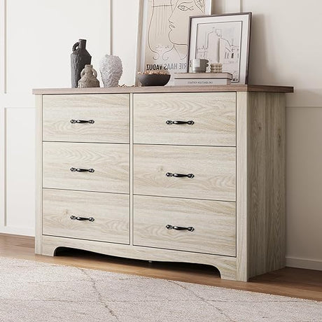 6 Drawers Dresser for Bedroom, Modern Wood Dresser Organizer