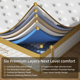 Cooling Gel Queen Mattresses 14 Inch Memory Foam Hybrid Mattress