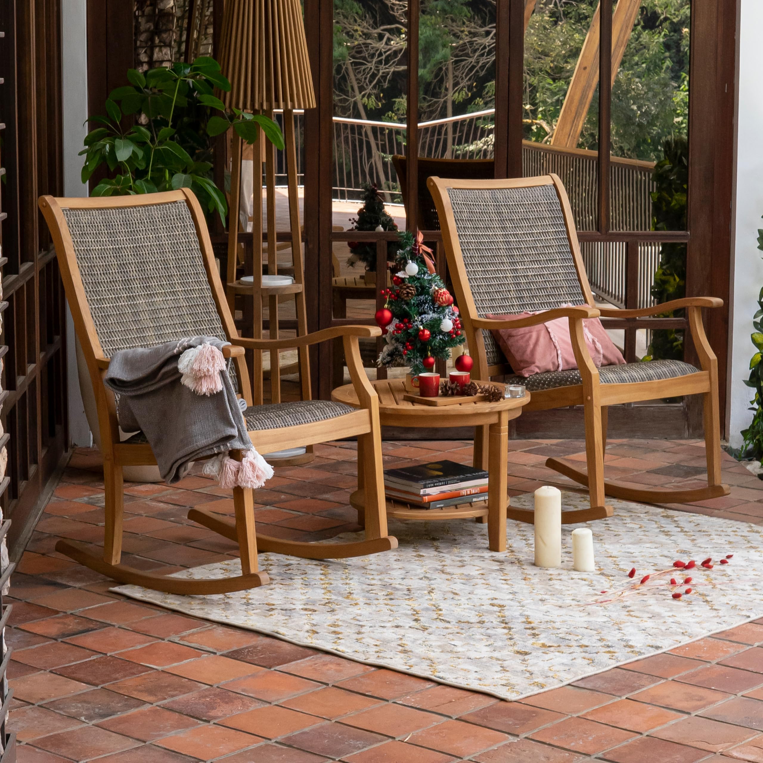 Auburn Outdoor Conversation Set, Natural Teak