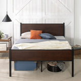 and Metal Platform Bed Frame, Bed Frame Made with Sustainable Bamboo, Steel Slat