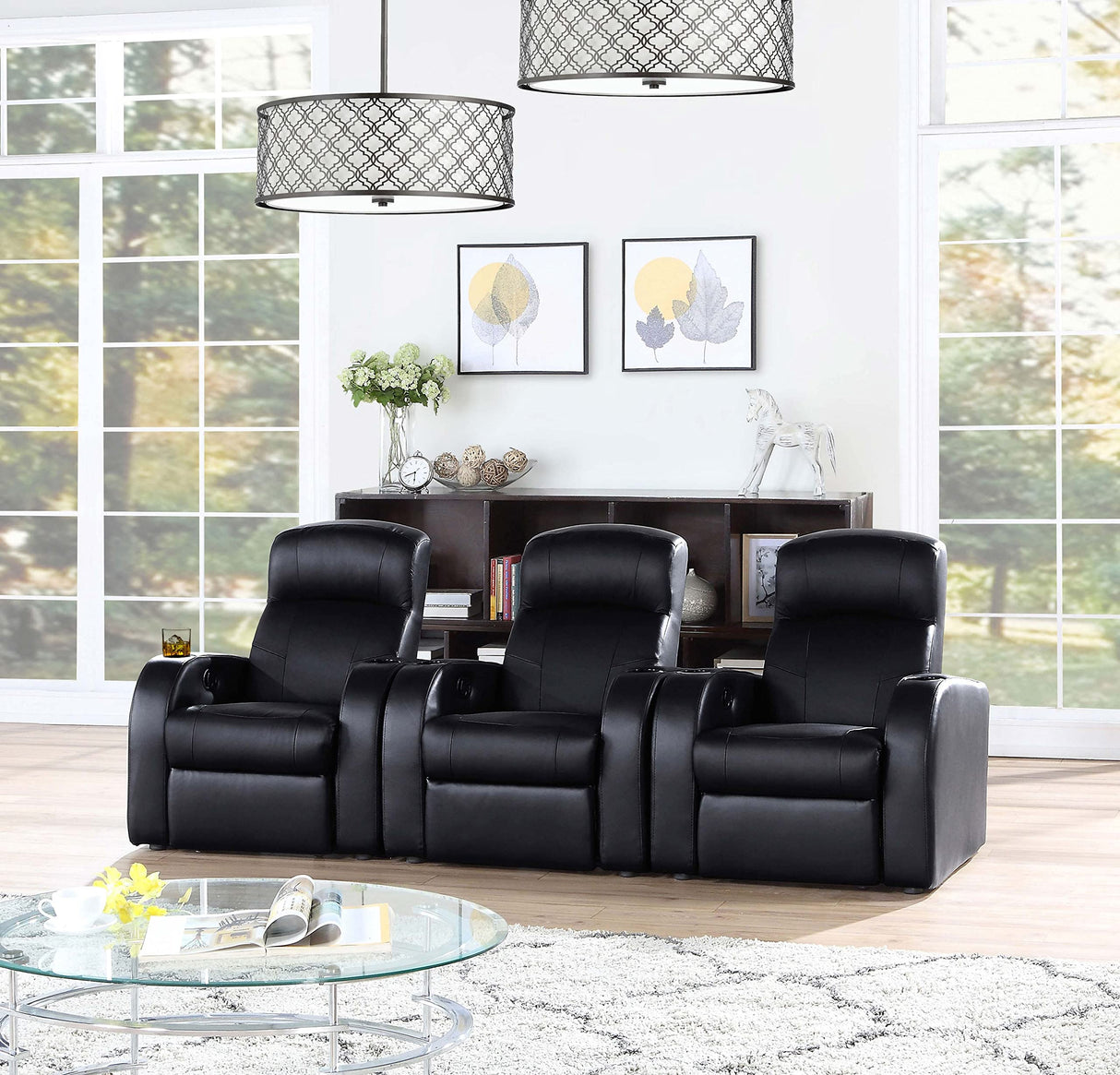 Cyrus Home Theater Upholstered Recliner Black 600001