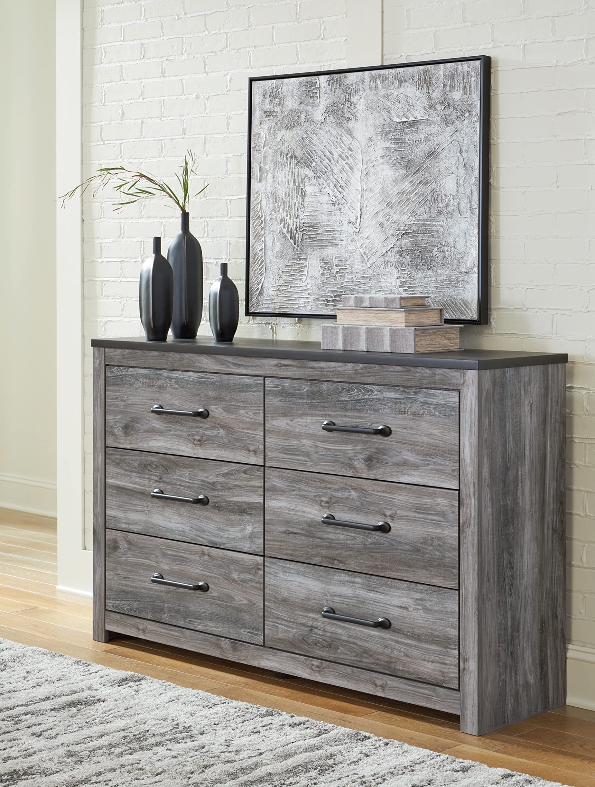 Bronyan Contemporary 6 Drawer Dresser, Gray