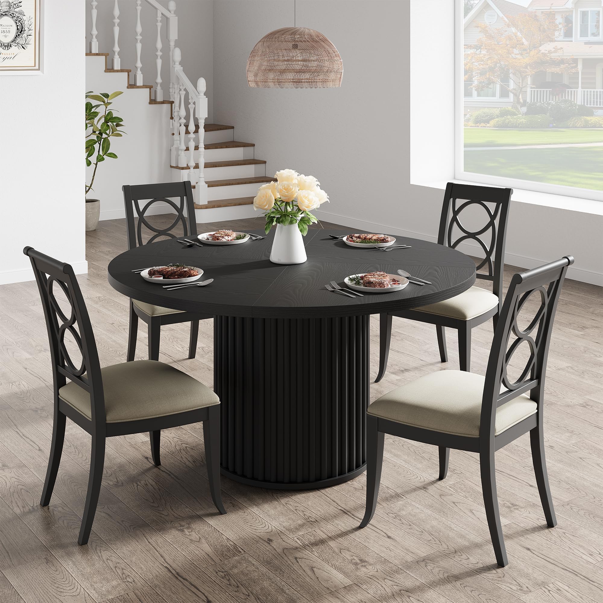 47 Inch Round Dining Table for 4-6 People