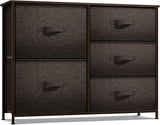 Dresser with 5 Drawers - Chest Organizer Unit with Steel Frame Wood Top & Handle