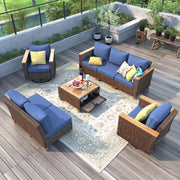 8 Pieces Patio Furniture Set, Outdoor Conversation Wicker Sectional Sofa Set