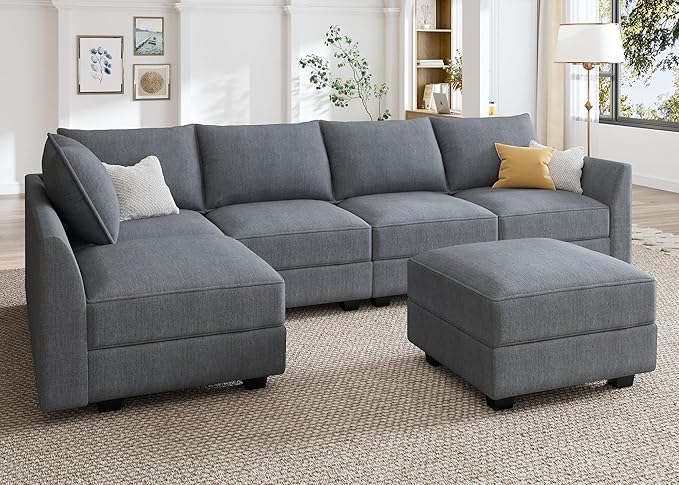 Modular Sofa Sectional L Shaped Couch with Storage Seat, Convertible Modular Sectional