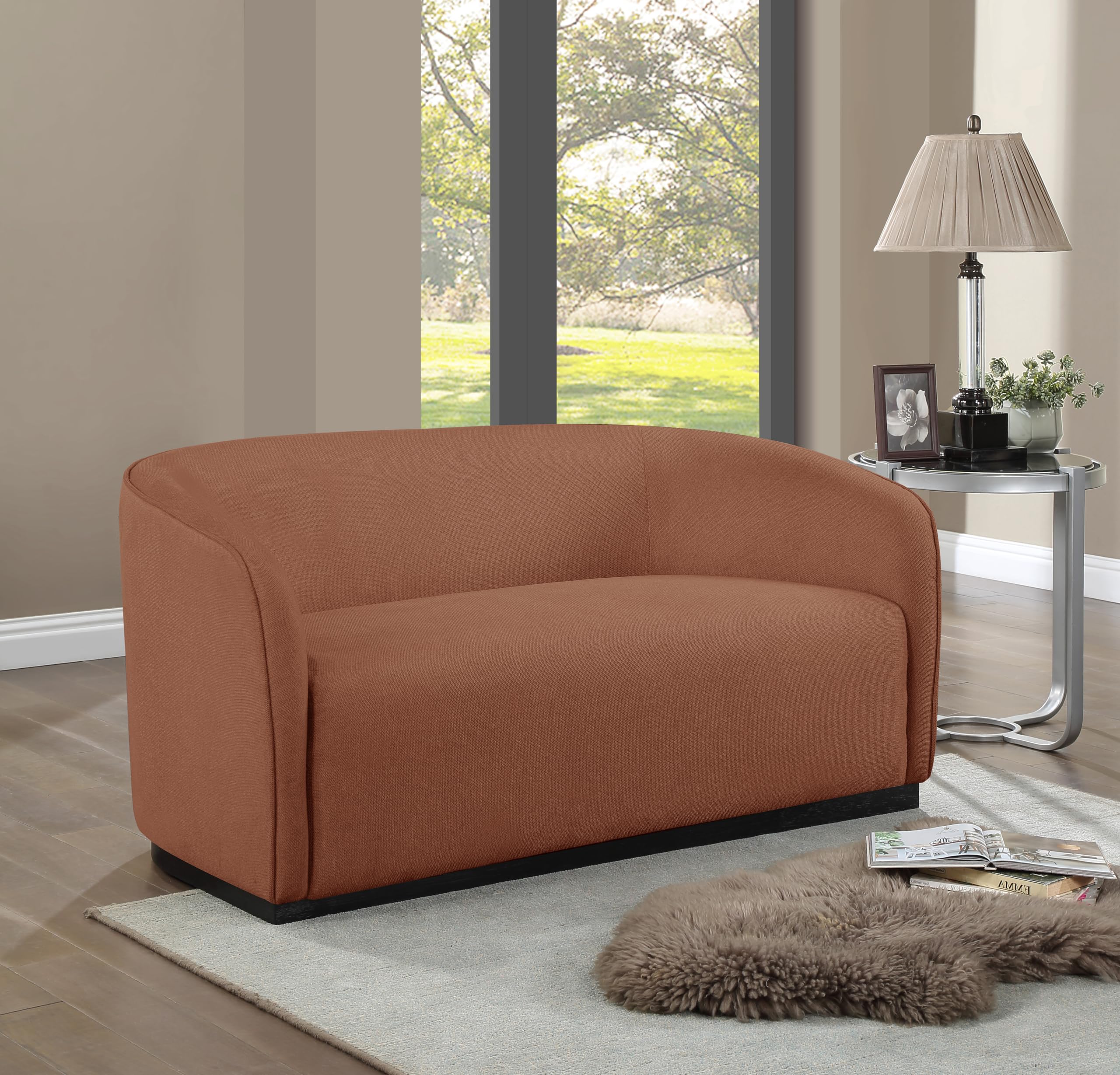 675Cognac-L Mylah Collection Modern | Contemporary Loveseat with Soft