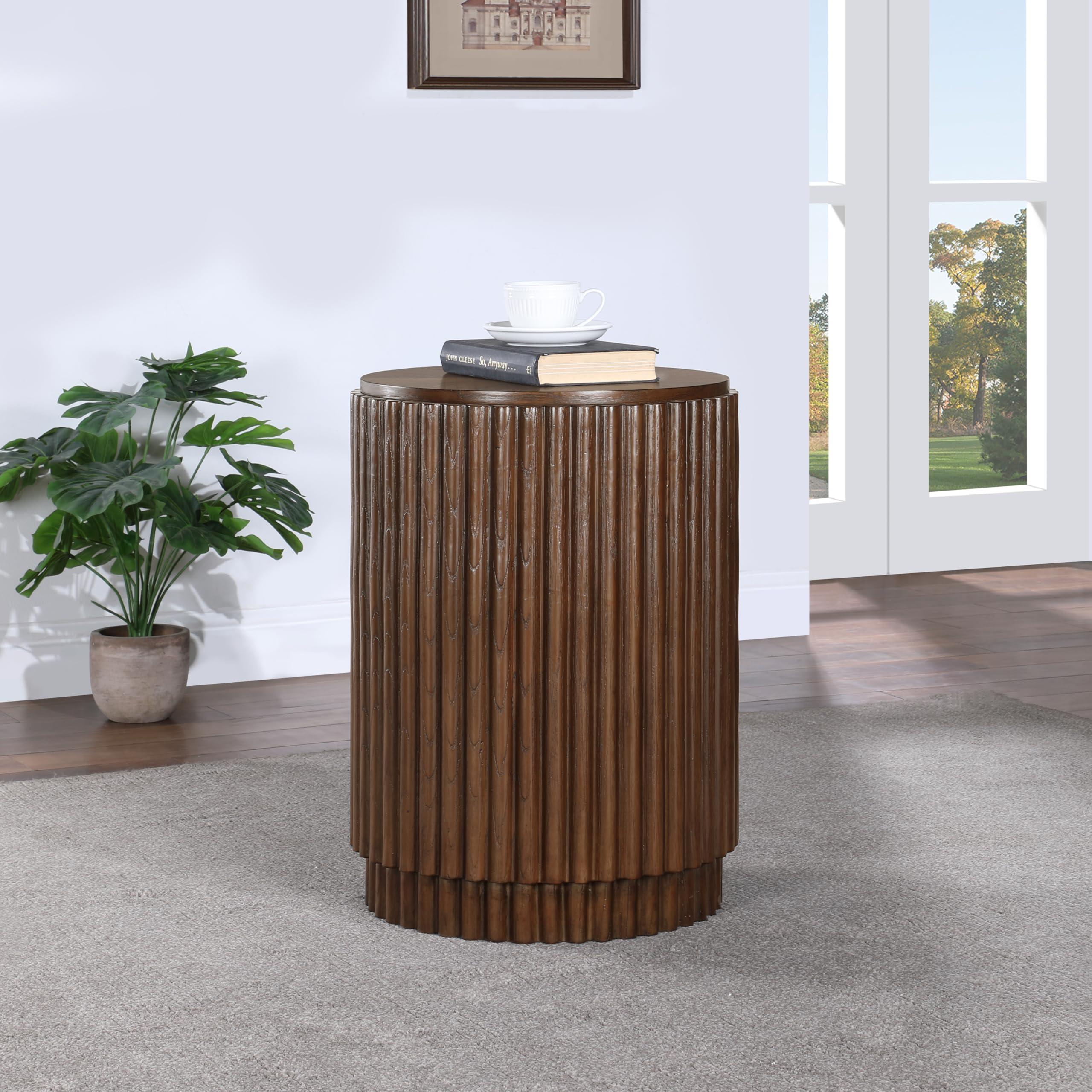 99055Brown-ET Ronin Collection Mid-Century Modern End Table with Rich Dark