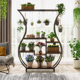 6-Tier Plant Stand, 70.9 Inch Tall Plant Shelf with 10 Hanging Hooks, Vase Shape