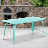 Commercial Grade 31.5" x 63" Rectangular Black Metal Indoor-Outdoor Table