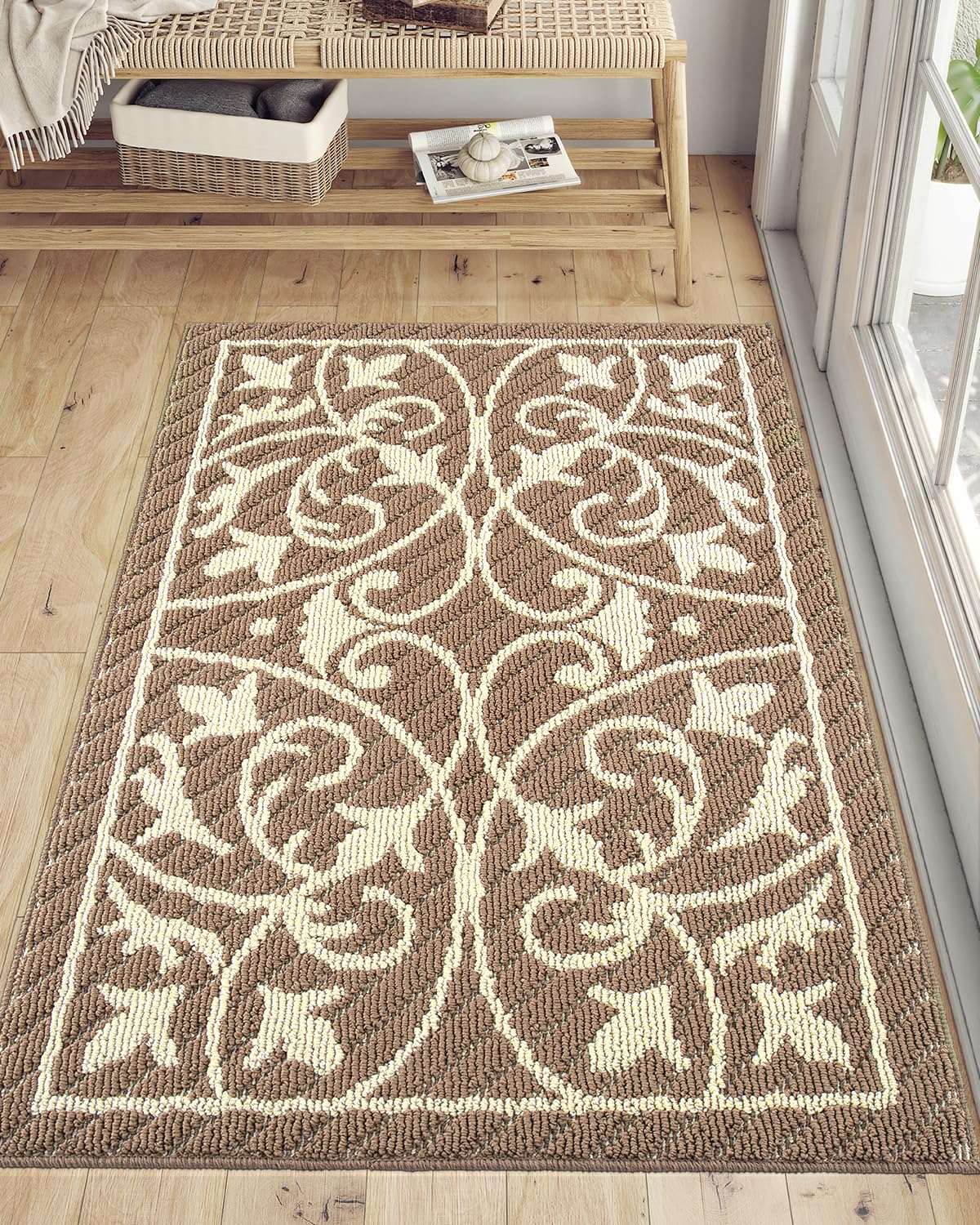 DEXI Door Mat Indoor Rugs for Entryway Floor Mats Inside Doormat Front Entrance Rug Entry Non Slip Washable,31.5"x47",Brown