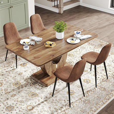 Modern Dining Table Set for 6,Wood Dining Table Set for 6,63 in Kitchen