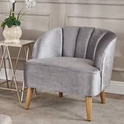 Knight Home Amaia Modern Velvet Club Chair, Pewter / Walnut