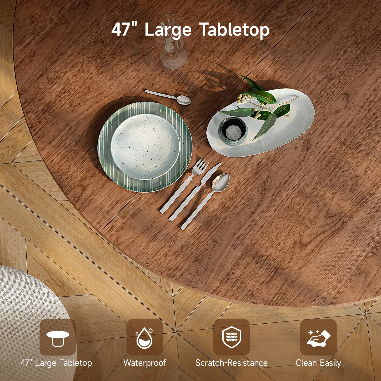 47 Inch Round Dining Table for 4