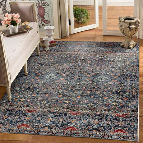 Camilla Boho Area Rug, 5'×7' Washable Oriental Accent Rug, Non-Slip Traditional Floral